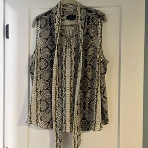 J. Crew Black and Cream Snake Print Blouse